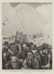 Till Klondyke för guld, vid foten av Chilkoot-passet