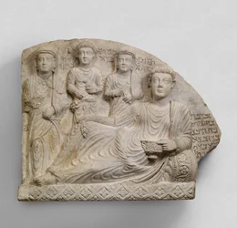 Begravningsrelief, c.2:a-3:e århundradet e.Kr. (kalksten)
