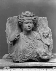 Begravningsrelief av mor och barn, från Palmyra, Syrien