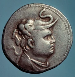 Silvermynt med bilden av Demetrios I (162-149 f.Kr.) Kung Seleucid av Syrien, Paris, B.N.