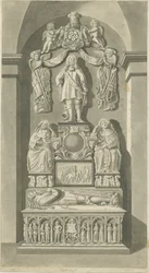 Interiör av Patshull Church - Astley-gravar: sepiateckning, nd [sent 1700-tal] (tryck)