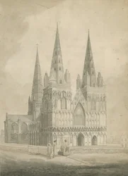 Lichfield Cathedral - West Front: sepiateckning, nd [1782]