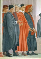 The Raising of the Son of Theophilus, King of Antioch, Detail of Dignitaries at the King of Antiochs Court, ca 1480 fresk se även 63302