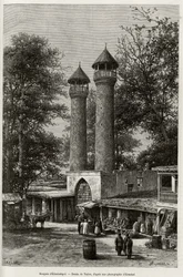 Moskén i Elisabethpol (eller Gandja, eller Kirovabad, Azerbajdzjan). Gravyr av Taylor, för att illustrera berättelsen "A travers l