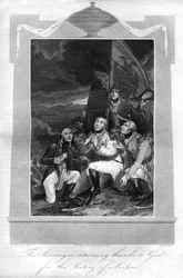 Suveränerna återvänder tack vare Gud för segern i Leipzig, 1816.