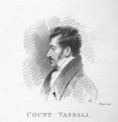 Greve Vassali, skissad av A. Wivell i House of Lords, 1820.