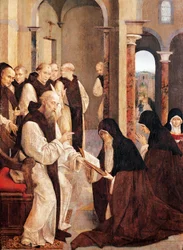 St Hieronymus, St Paula och St Eustochia, av Frey Carlos (aktiv 1517-1535)