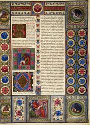 Incipit från Micahs bok, från volym II av Bible of Borso d