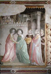 Mötet mellan Anne och Joachim vid Doree-dörren (detalj) - fresk, ca 1327