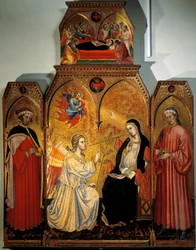 Marias bebådelse med heliga Cosmas och Damianus, av Taddeo di Bartolo (1362-1422)