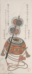 Drum and Keiro, ett slags musikinstrument som används för Bugaku-dansen, 1800-talet.