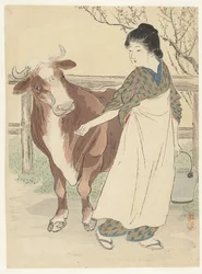 Milkmaid med ko