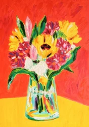 En färgsprakande blomsterbukett
