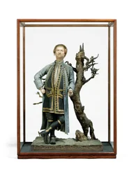Målad lerfigur traditionellt identifierad som David Garrick, ca 1770 (keramik)