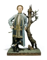 Målad lerfigur traditionellt identifierad som David Garrick, ca 1770 (keramik)
