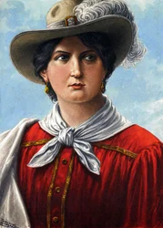 Porträtt av Anita Garibaldi, Giuseppe Garibaldis första hustru, illustration till "Cronistoria illustrata dell