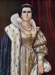 Porträtt av Lucrezia Borgia (Lucrece Borgia) (1480 - 1519) Illustration av Tancredi Scarpelli (1866-1937) från "Storia d