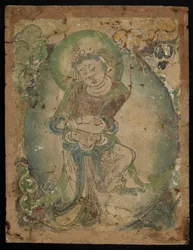 Dansande figur, Kizil, Xinjiang-provinsen, 600-800 (pigment på stuckatur)