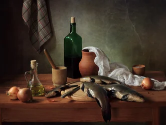 Rustikt fiskstilleben