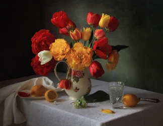Livfullt blomsterstilleben