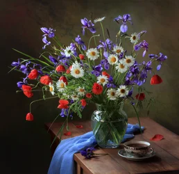 Livfullt blomsterstilleben