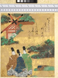 The Beach at Sumiyoshi, illustration från "The Tales of Ise", 1600-40