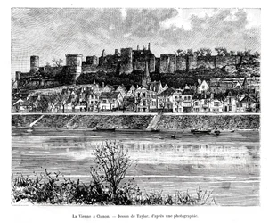 Chinon och floden Vienne, Frankrike, 1800-talet