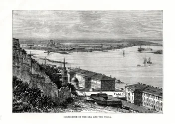 Sammanflödet av Oka och Volga, Ryssland, 1879