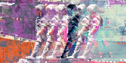 Astronaut Moonwalk, 2014 (blandade media på duk)