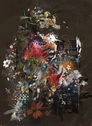Blommor, 2018 (Collage på duk)