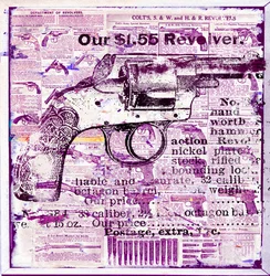 Vår 1.55 revolver, 2015 (mixed media på duk)