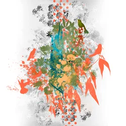 Tree of Birds, 2016 (Collage på duk)