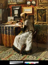 Kan inte vänta eller brevet Målning av Telemaco Signorini (1835-1901) 1867 Privat samling