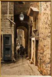 Cavalieri Street i Florens gamla getto, ca 1882 (olja på duk)