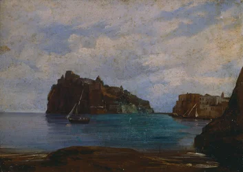 Aragonska slottet Ischia (olja på duk)