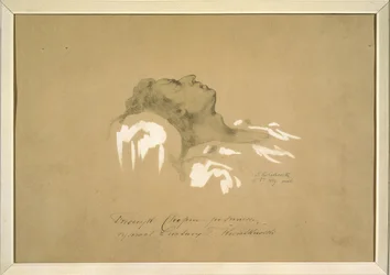 Frederic Chopin (1810-1849) på hans dödsbädd av Kwiatkowski, Teofil (1809-1891). Bläck, gouache, grafit på papper