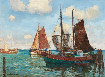 Båtar i vila (olja på duk)