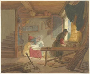 Den heliga familjen i Josefs verkstad