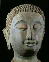 Huvudet av en gigantisk Buddha (brons)