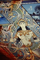 En dekorerad båt i södra Thailand (målat trä)