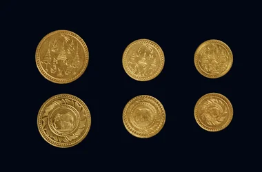 Mynt från kung Rama V:s regeringstid (guld)