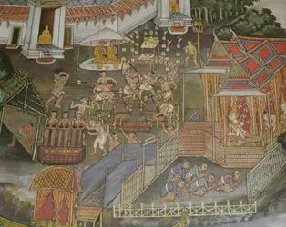 Detalj av staden Phitsanulok, Wat Bowonniwet Vihara, Bangkok