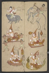 Eller 16455 f.14r, Djur från zodiaken, från Phrommachat (pergament)
