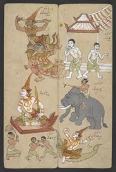 Eller 16455 f.8r, Djur från zodiaken, från Phrommachat (pergament)