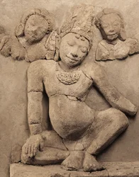 Relief, från Chedi Chula Pathom, Dwaravati School (stuckatur)