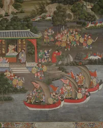 Scen med kinesiskt inflytande, Sala Geng, Wat Bowonniwet Vihara, Bangkok