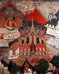 Scener från Buddhas liv, mitten av 1800-talet (väggmålning)