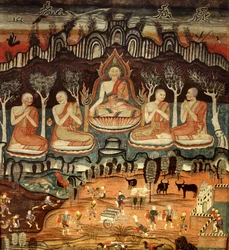 Den första predikan och Khattana Kuman Jataka, 1867