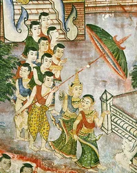 Wiharn Laikarn, avsnitt från Jataka Sang Thong (fresk)