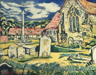South Harting Church (olja på duk)